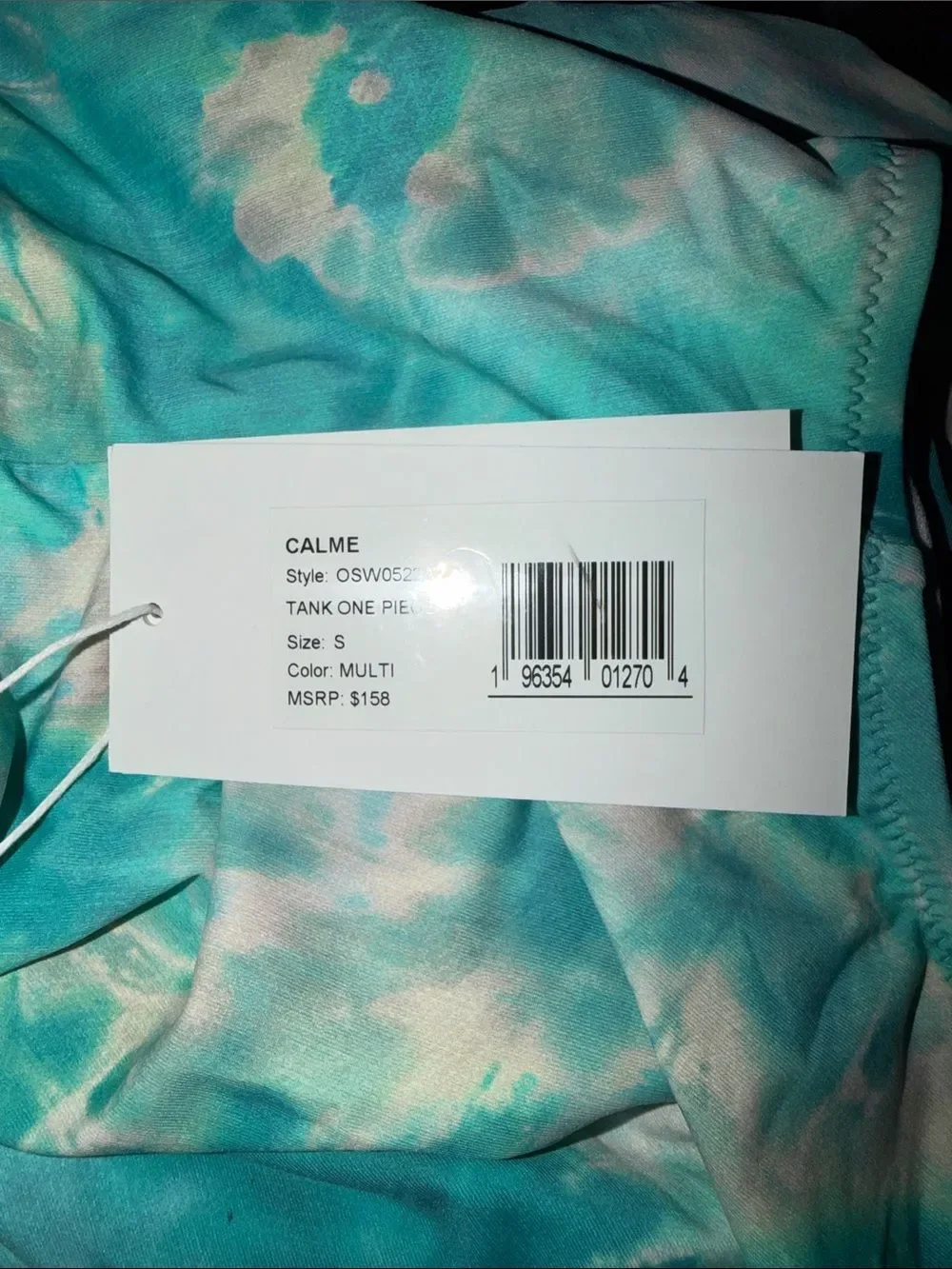 NWT Johnny Was Calme Aqua Keys Turquoise Tie Dye One Piece Tank Swimsuit $158